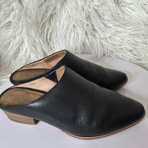 Madewell Womens Mule Size 6.5 Black Leather Shoes Slides Block Heel - Picture 3 of 8